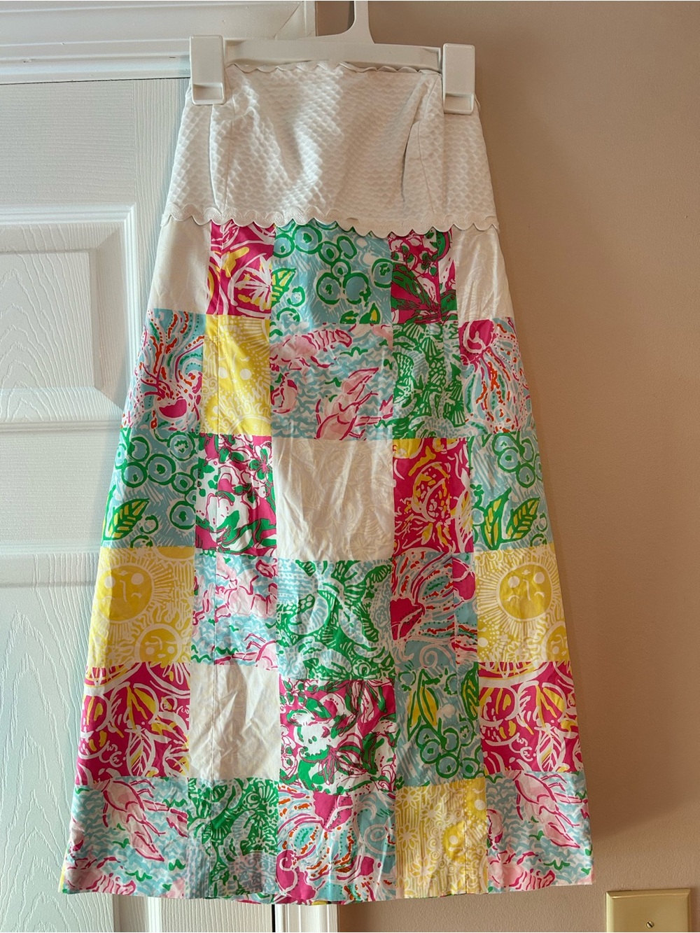Lilly Pulitzer Strapless Patchwork Maxi Dress - White, Pink, Green, Yellow